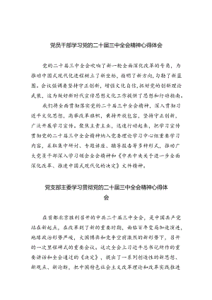 （9篇）党员干部学习党的二十届三中全会精神心得体会（详细版）.docx