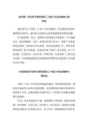 （9篇）驻村第一书记学习贯彻党的二十届三中全会精神心得体会（精选）.docx