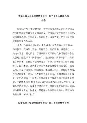 青年检察人员学习贯彻党的二十届三中全会精神心得体会8篇（最新版）.docx