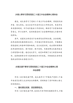 （9篇）乡镇人事学习贯彻党的二十届三中全会精神心得体会集合.docx