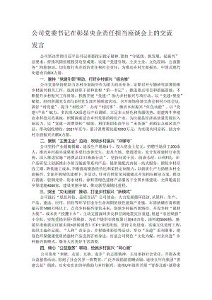 公司党委书记在彰显央企责任担当座谈会上的交流发言.docx