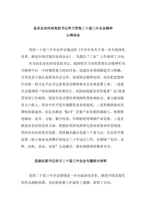 （11篇）县农业农村局党组书记学习贯彻二十届三中全会精神心得体会范文.docx