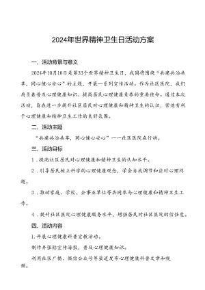 三篇社区医院开展2024年世界精神卫生日活动方案.docx