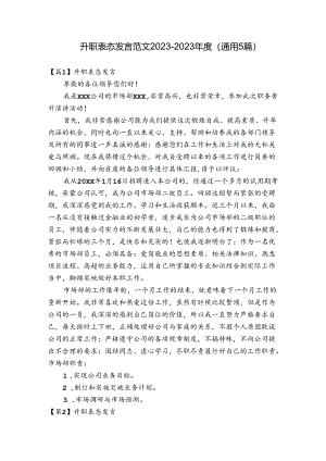 升职表态发言范文2023-2023年度(通用5篇).docx