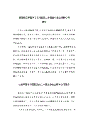 基层检察干警学习贯彻党的二十届三中全会精神心得体会(精选八篇).docx