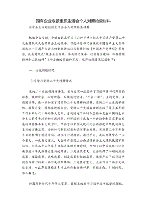 国有企业专题组织生活会个人对照检查材料.docx