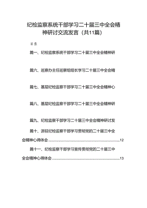 （11篇）纪检监察系统干部学习二十届三中全会精神研讨交流发言（精选）.docx