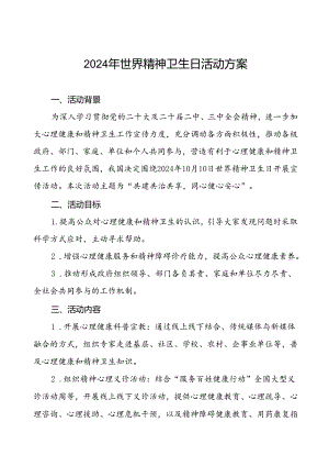 三篇社区关于开展2024年世界精神卫生日宣传活动方案.docx