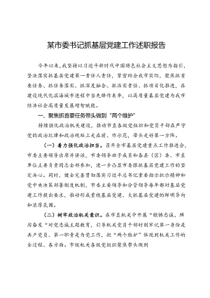 某市委书记抓基层党建工作述职报告.docx