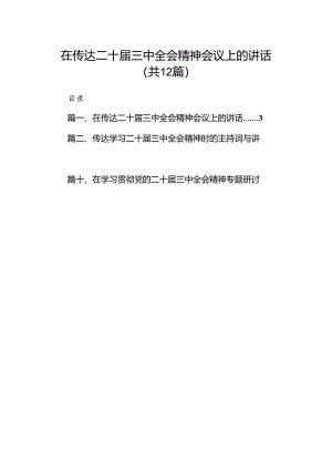 (12篇)在传达二十届三中全会精神会议上的讲话（精选）.docx