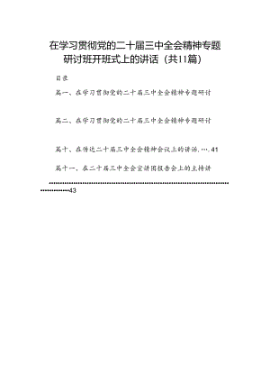 （11篇）在学习贯彻党的二十届三中全会精神专题研讨班开班式上的讲话合辑.docx