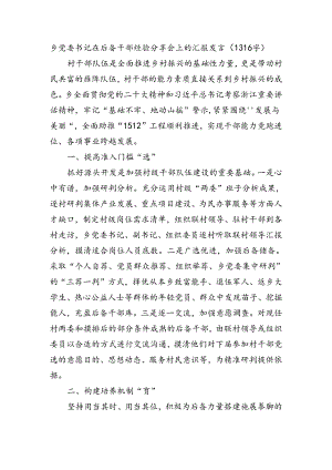 乡党委书记在后备干部经验分享会上的汇报发言（1316字）.docx