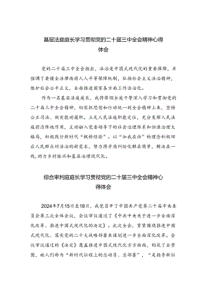 基层法庭庭长学习贯彻党的二十届三中全会精神心得体会（共八篇选择）.docx