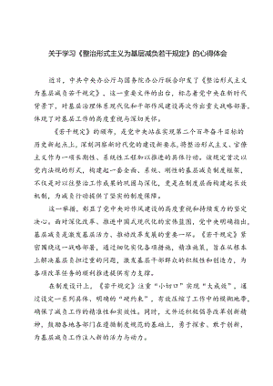 (五篇)关于学习《整治形式主义为基层减负若干规定》的心得体会（精选）.docx