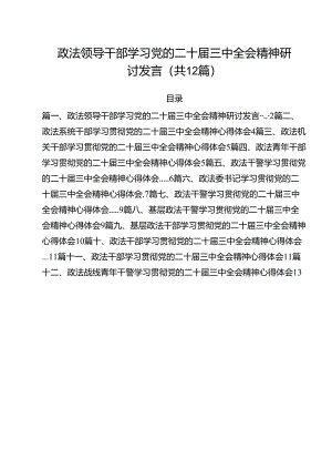 政法领导干部学习党的二十届三中全会精神研讨发言12篇（最新版）.docx