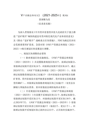 矿产资源总体规划（2021-2025年）规划区块调整方案（征求意见稿）.docx