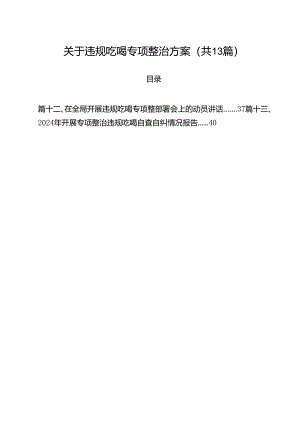 关于违规吃喝专项整治方案13篇（精选）.docx