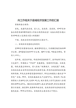 向工作组关于县域经济发展工作的汇报.docx