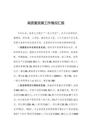 高质量发展工作情况汇报.docx