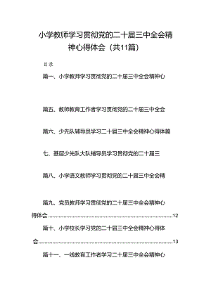 （11篇）小学教师学习贯彻党的二十届三中全会精神心得体会范文.docx