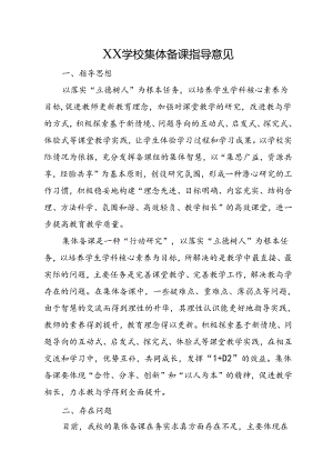 XX学校集体备课指导意见.docx