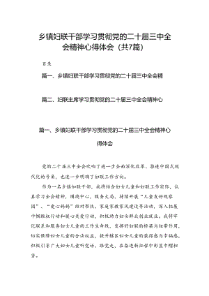 乡镇妇联干部学习贯彻党的二十届三中全会精神心得体会7篇（精选版）.docx