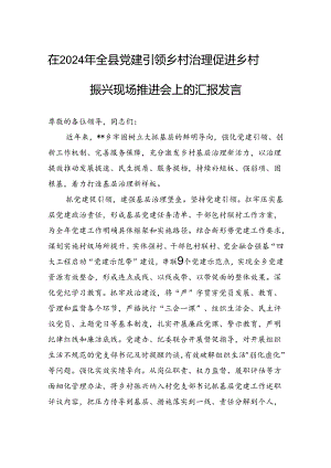 在2024年全县党建引领乡村治理促进乡村振兴现场推进会上的汇报发言.docx