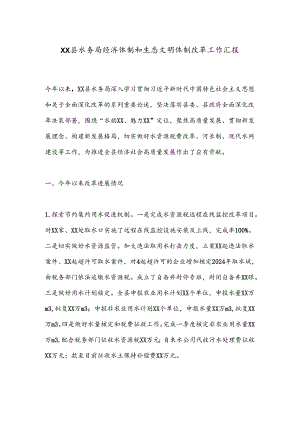 XX县水务局经济体制和生态文明体制改革工作汇报.docx