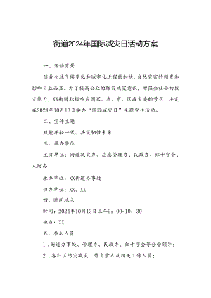 2024年街道开展国际减灾日活动方案.docx