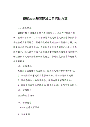 2024年国际减灾日活动方案街道范文.docx