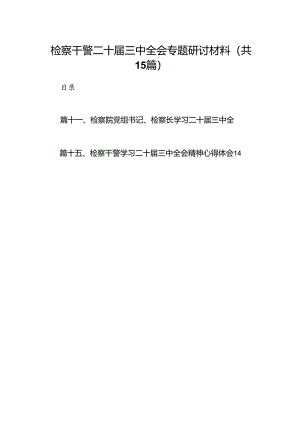 （15篇）检察干警二十届三中全会专题研讨材料（精选）.docx