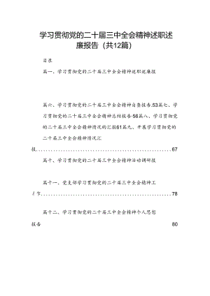 （12篇）学习贯彻党的二十届三中全会精神述职述廉报告（最新版）.docx