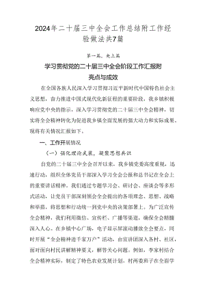 2024年二十届三中全会工作总结附工作经验做法共7篇.docx