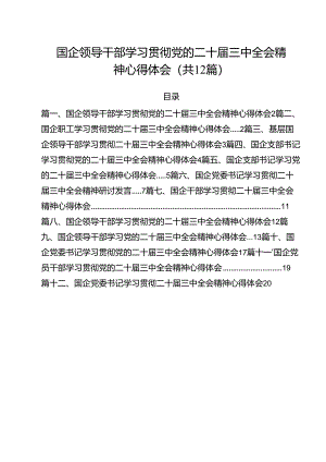 国企领导干部学习贯彻党的二十届三中全会精神心得体会12篇（最新版）.docx