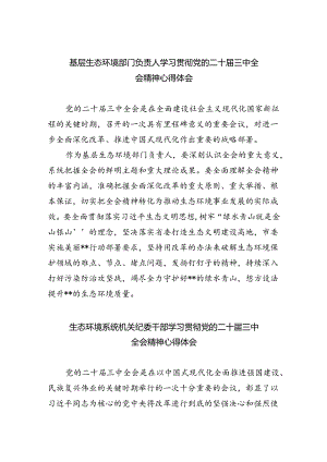 基层生态环境部门负责人学习贯彻党的二十届三中全会精神心得体会5篇（精选版）.docx