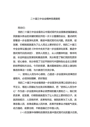（9篇）二十届三中全会精神党课提纲范本合集.docx