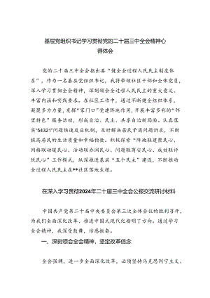 （9篇）基层党组织书记学习贯彻党的二十届三中全会精神心得体会（精选）.docx