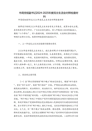 市局党组副书记2024-2025年度民主生活会对照检查材料.docx