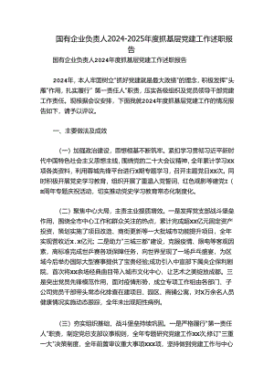 国有企业负责人2024-2025年度抓基层党建工作述职报告.docx