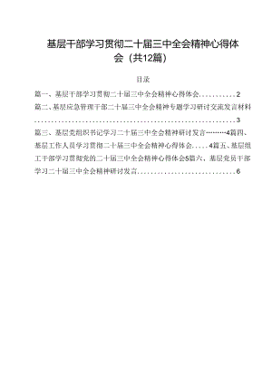 基层干部学习贯彻二十届三中全会精神心得体会12篇（精选）.docx