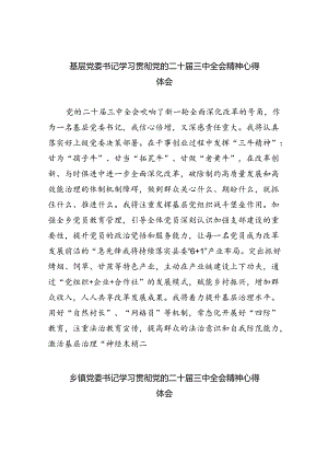 基层党委书记学习贯彻党的二十届三中全会精神心得体会8篇（精选版）.docx