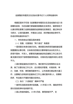 （10篇）巡察整改专题民主生活会纪委书记个人对照检查材料参考范文.docx