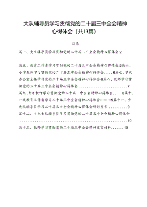 （13篇）大队辅导员学习贯彻党的二十届三中全会精神心得体会（精选）.docx
