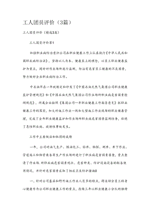 工人团员评价（3篇）.docx