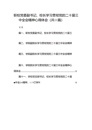 （11篇）职校党委副书记、校长学习贯彻党的二十届三中全会精神心得体会范文.docx