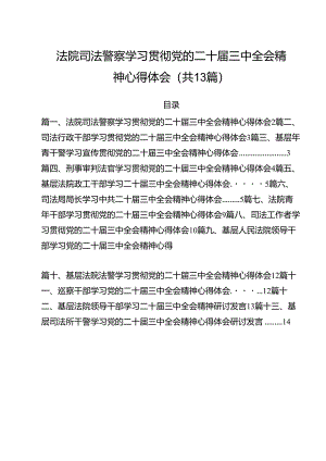 （13篇）法院司法警察学习贯彻党的二十届三中全会精神心得体会专题资料.docx