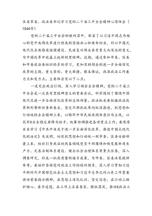 区委常委、政法委书记学习党的二十届三中全会精神心得体会（1544字）.docx
