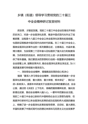 乡镇（街道）领导学习贯彻党的二十届三中全会精神研讨发言材料.docx