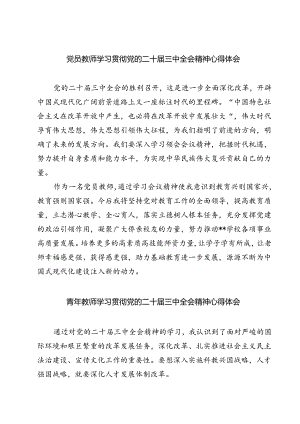 (六篇)党员教师学习贯彻党的二十届三中全会精神心得体会集合.docx