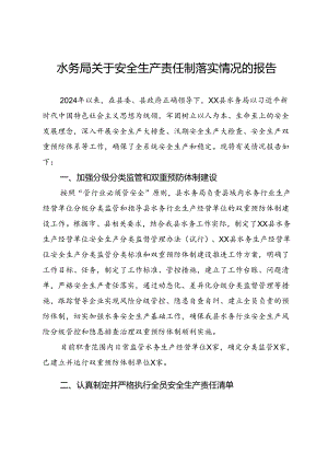 水务局关于安全生产责任制落实情况的报告.docx